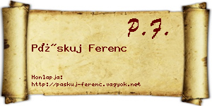 Páskuj Ferenc névjegykártya